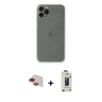 MARSİLYAN™- iPhone 11 Pro Max Kılıf Yadigar Yansıma Serisi - Siyah Bilvis Hayalet Cam Ekran Koruyucu + Pers Alüminyum Kamera Lens - KI