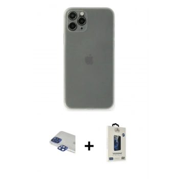 MARSİLYAN™- iPhone 11 Pro Max Kılıf Yadigar Yansıma Serisi - Siyah Bilvis Hayalet Cam Ekran Koruyucu + Pers Alüminyum Kamera Lens - LT