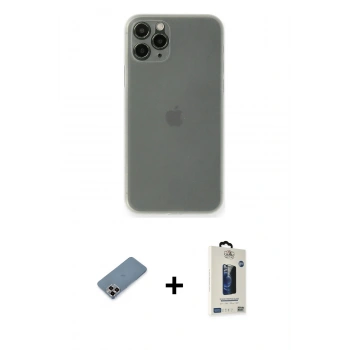 MARSİLYAN™- iPhone 11 Pro Max Kılıf Yadigar Yansıma Serisi - Siyah Bilvis Hayalet Cam Ekran Koruyucu + Metal Kamera Lens Koruma Cam - MR