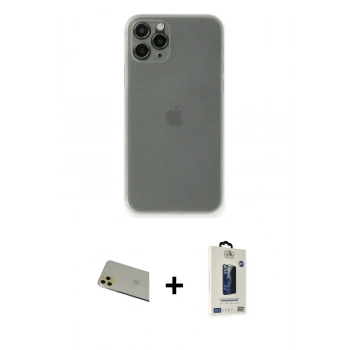MARSİLYAN™- iPhone 11 Pro Max Kılıf Yadigar Yansıma Serisi - Siyah Bilvis Hayalet Cam Ekran Koruyucu + Rainbow Kamera Lens Koruma Cam - GD
