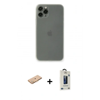 MARSİLYAN™- iPhone 11 Pro Max Kılıf Yadigar Yansıma Serisi - Siyah Bilvis Hayalet Cam Ekran Koruyucu + Renkli Kamera Lens Koruma Cam - TU