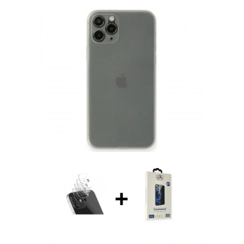 MARSİLYAN™- iPhone 11 Pro Max Kılıf Yadigar Yansıma Serisi - Siyah Bilvis Hayalet Cam Ekran Koruyucu + Kamera Lens Koruma Cam - SF