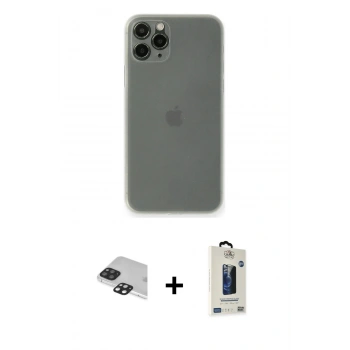 MARSİLYAN™- iPhone 11 Pro Max Kılıf Yadigar Yansıma Serisi - Siyah Bilvis Hayalet Cam Ekran Koruyucu + Pers Alüminyum Kamera Lens - SH