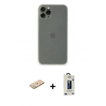 MARSİLYAN™- iPhone 11 Pro Max Kılıf Yadigar Yansıma Serisi - Siyah Bilvis Hayalet Cam Ekran Koruyucu + Renkli Kamera Lens Koruma Cam - YL