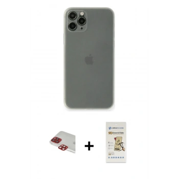 MARSİLYAN™- iPhone 11 Pro Max Kılıf Yadigar Yansıma Serisi - Siyah Mat Seramik Nano Ekran Koruyucu + Pers Alüminyum Kamera Lens - KI