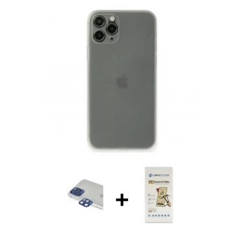 MARSİLYAN™- iPhone 11 Pro Max Kılıf Yadigar Yansıma Serisi - Siyah Mat Seramik Nano Ekran Koruyucu + Pers Alüminyum Kamera Lens - LT