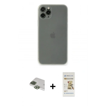 MARSİLYAN™- iPhone 11 Pro Max Kılıf Yadigar Yansıma Serisi - Siyah Mat Seramik Nano Ekran Koruyucu + Pers Alüminyum Kamera Lens - YL