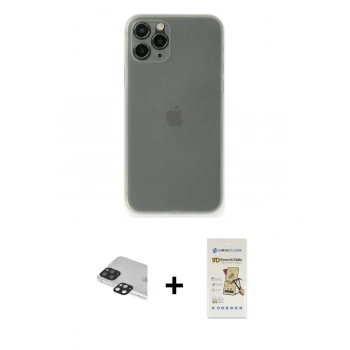 MARSİLYAN™- iPhone 11 Pro Max Kılıf Yadigar Yansıma Serisi - Siyah Mat Seramik Nano Ekran Koruyucu + Pers Alüminyum Kamera Lens - SH