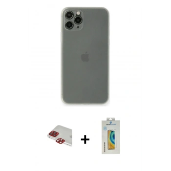 MARSİLYAN™- iPhone 11 Pro Max Kılıf Yadigar Yansıma Serisi - Siyah Polymer Nano Ekran Koruyucu + Pers Alüminyum Kamera Lens - KI