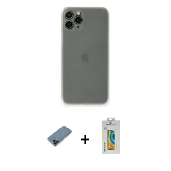 MARSİLYAN™- iPhone 11 Pro Max Kılıf Yadigar Yansıma Serisi - Siyah Polymer Nano Ekran Koruyucu + Metal Kamera Lens Koruma Cam - MI