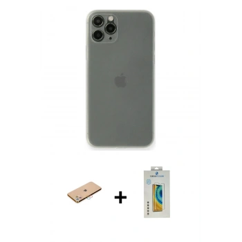 MARSİLYAN™- iPhone 11 Pro Max Kılıf Yadigar Yansıma Serisi - Siyah Polymer Nano Ekran Koruyucu + Renkli Kamera Lens Koruma Cam - PE