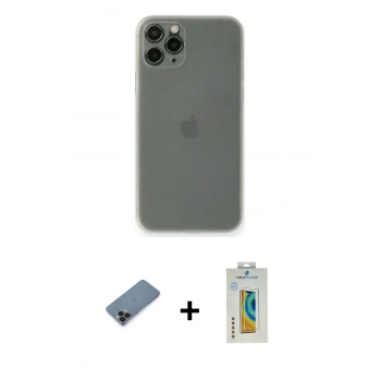 MARSİLYAN™- iPhone 11 Pro Max Kılıf Yadigar Yansıma Serisi - Siyah Polymer Nano Ekran Koruyucu + Metal Kamera Lens Koruma Cam - SH