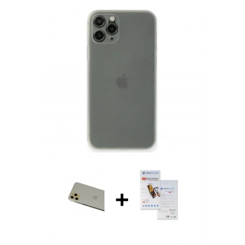 MARSİLYAN™- iPhone 11 Pro Max Kılıf Yadigar Yansıma Serisi - Siyah Seramik Nano Ekran Koruyucu + Rainbow Kamera Lens Koruma Cam - GD