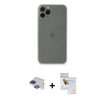 MARSİLYAN™- iPhone 11 Pro Max Kılıf Yadigar Yansıma Serisi - Siyah Seramik Nano Ekran Koruyucu + Pers Alüminyum Kamera Lens - LT