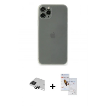 MARSİLYAN™- iPhone 11 Pro Max Kılıf Yadigar Yansıma Serisi - Siyah Seramik Nano Ekran Koruyucu + Pers Alüminyum Kamera Lens - SH