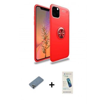 MARSİLYAN™- iPhone 11 Pro Max Kılıf Yankı Form Prime - Şeffaf Pasifik Cam Ekran Koruyucu + Metal Kamera Lens Koruma Cam - AKYL
