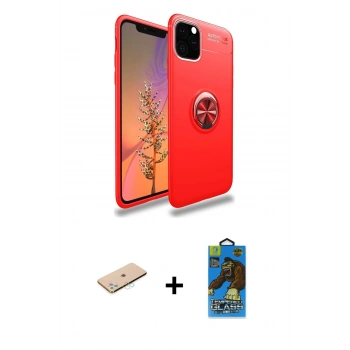 MARSİLYAN™- iPhone 11 Pro Max Kılıf Yankı Form Prime - Siyah 18D Cam Ekran Koruyucu + Renkli Kamera Lens Koruma Cam - MI