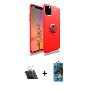 MARSİLYAN™- iPhone 11 Pro Max Kılıf Yankı Form Prime - Siyah 18D Cam Ekran Koruyucu + Kamera Lens Koruma Cam - SF
