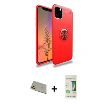MARSİLYAN™- iPhone 11 Pro Max Kılıf Yankı Form Prime - Siyah 20D Premium Cam Ekran Koruyucu + Rainbow Kamera Lens Koruma Cam - GD