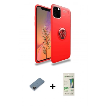 MARSİLYAN™- iPhone 11 Pro Max Kılıf Yankı Form Prime - Siyah 20D Premium Cam Ekran Koruyucu + Metal Kamera Lens Koruma Cam - SH