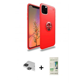 MARSİLYAN™- iPhone 11 Pro Max Kılıf Yankı Form Prime - Siyah 20D Premium Cam Ekran Koruyucu + Pers Alüminyum Kamera Lens - SH