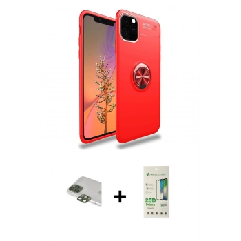 MARSİLYAN™- iPhone 11 Pro Max Kılıf Yankı Form Prime - Siyah 20D Premium Cam Ekran Koruyucu + Pers Alüminyum Kamera Lens - YL