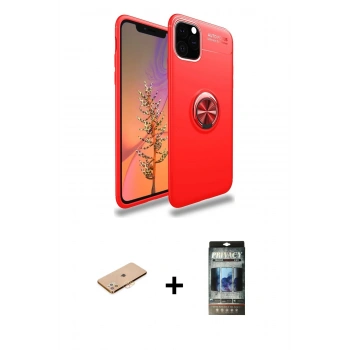 MARSİLYAN™- iPhone 11 Pro Max Kılıf Yankı Form Prime - Siyah 34D Hayalet Izgaralı Cam + Renkli Kamera Lens Koruma Cam - TU