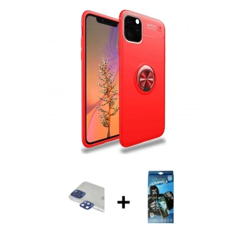 MARSİLYAN™- iPhone 11 Pro Max Kılıf Yankı Form Prime - Siyah 34D Izgaralı Cam + Pers Alüminyum Kamera Lens - LT