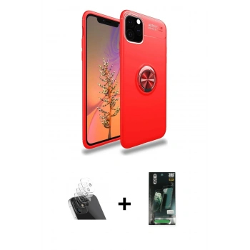 MARSİLYAN™- iPhone 11 Pro Max Kılıf Yankı Form Prime - Siyah 360 Mat Full Body Arka Koruyucu + Kamera Lens Koruma Cam - SF