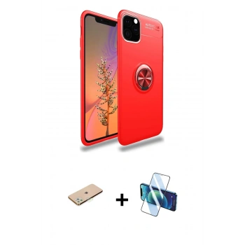 MARSİLYAN™- iPhone 11 Pro Max Kılıf Yankı Form Prime - Siyah 3D Antistatik Cam Ekran Koruyucu + Renkli Kamera Lens Koruma Cam - YL