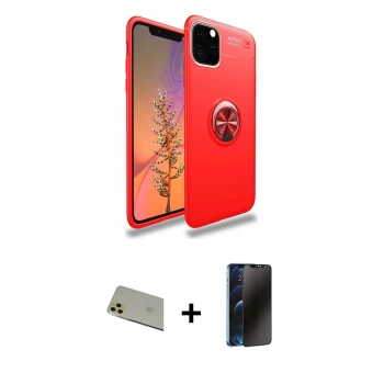 MARSİLYAN™- iPhone 11 Pro Max Kılıf Yankı Form Prime - Siyah 3D Antistatik Hayalet Cam Ekran Koruyucu + Rainbow Kamera Lens Koruma Cam - GD