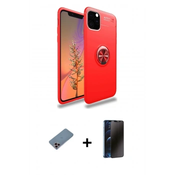 MARSİLYAN™- iPhone 11 Pro Max Kılıf Yankı Form Prime - Siyah 3D Antistatik Hayalet Cam Ekran Koruyucu + Shine Kamera Lens Koruma Cam - PE