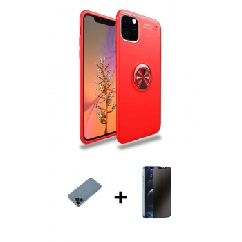 MARSİLYAN™- iPhone 11 Pro Max Kılıf Yankı Form Prime - Siyah 3D Antistatik Hayalet Cam Ekran Koruyucu + Shine Kamera Lens Koruma Cam - SH
