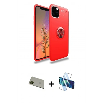 MARSİLYAN™- iPhone 11 Pro Max Kılıf Yankı Form Prime - Siyah 3D Antistatik Seramik Nano Ekran Koruyucu + Rainbow Kamera Lens Koruma Cam - YL