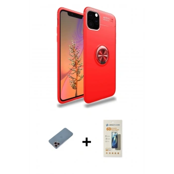 MARSİLYAN™- iPhone 11 Pro Max Kılıf Yankı Form Prime - Siyah 6D Mat Seramik Hayalet Nano Ekran Koruyucu + Shine Kamera Lens Koruma Cam - PE