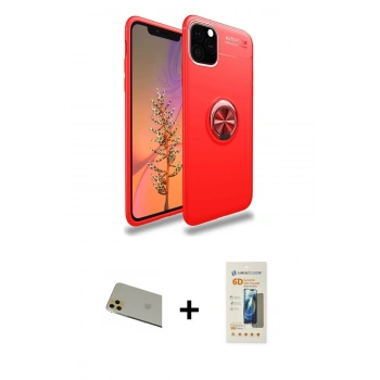 MARSİLYAN™- iPhone 11 Pro Max Kılıf Yankı Form Prime - Siyah 6D Mat Seramik Hayalet Nano Ekran Koruyucu + Rainbow Kamera Lens Koruma Cam - GD
