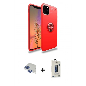 MARSİLYAN™- iPhone 11 Pro Max Kılıf Yankı Form Prime - Siyah Bilvis Hayalet Cam Ekran Koruyucu + Pers Alüminyum Kamera Lens - LT