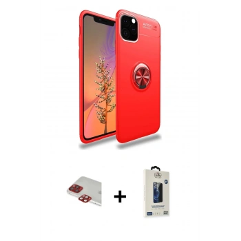 MARSİLYAN™- iPhone 11 Pro Max Kılıf Yankı Form Prime - Siyah Bilvis Hayalet Cam Ekran Koruyucu + Pers Alüminyum Kamera Lens - KI