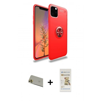 MARSİLYAN™- iPhone 11 Pro Max Kılıf Yankı Form Prime - Siyah Mat Seramik Nano Ekran Koruyucu + Rainbow Kamera Lens Koruma Cam - GD