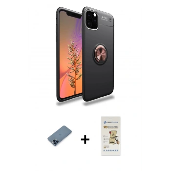 MARSİLYAN™- iPhone 11 Pro Max Kılıf Yankı Form Prime - Siyah Mat Seramik Nano Ekran Koruyucu + Metal Kamera Lens Koruma Cam - MI