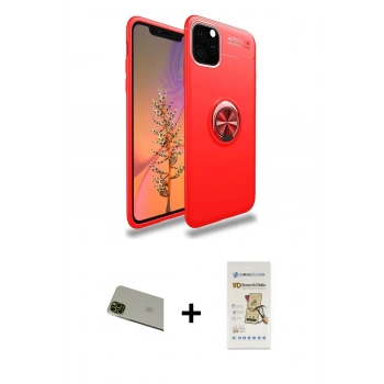 MARSİLYAN™- iPhone 11 Pro Max Kılıf Yankı Form Prime - Siyah Mat Seramik Nano Ekran Koruyucu + Rainbow Kamera Lens Koruma Cam - YL