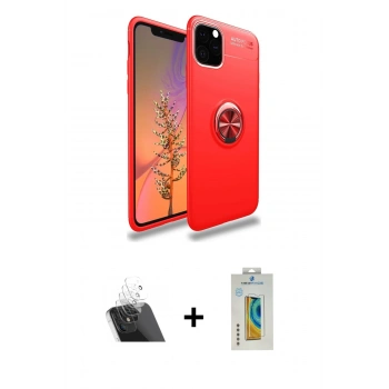 MARSİLYAN™- iPhone 11 Pro Max Kılıf Yankı Form Prime - Siyah Polymer Nano Ekran Koruyucu + Kamera Lens Koruma Cam - SF