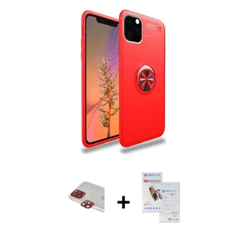 MARSİLYAN™- iPhone 11 Pro Max Kılıf Yankı Form Prime - Siyah Seramik Nano Ekran Koruyucu + Pers Alüminyum Kamera Lens - KI