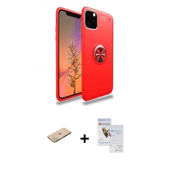 MARSİLYAN™- iPhone 11 Pro Max Kılıf Yankı Form Prime - Siyah Seramik Nano Ekran Koruyucu + Renkli Kamera Lens Koruma Cam - YL