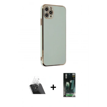 MARSİLYAN™- iPhone 11 Pro Max Kılıf Yankı Serisi - Şeffaf 360 Full Body Arka Koruyucu + Kamera Lens Koruma Cam - SF