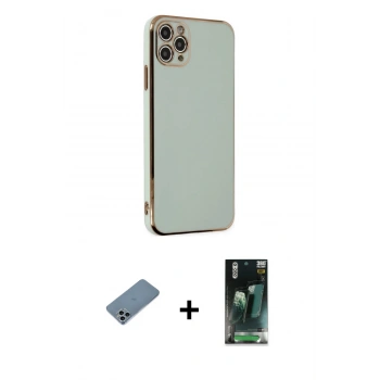 MARSİLYAN™- iPhone 11 Pro Max Kılıf Yankı Serisi - Şeffaf 360 Full Body Arka Koruyucu + Shine Kamera Lens Koruma Cam - SABE