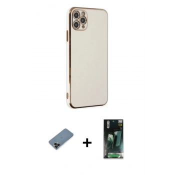 MARSİLYAN™- iPhone 11 Pro Max Kılıf Yankı Serisi - Şeffaf 360 Full Body Arka Koruyucu + Metal Kamera Lens Koruma Cam - SH
