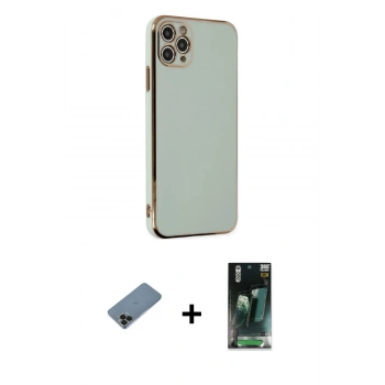 MARSİLYAN™- iPhone 11 Pro Max Kılıf Yankı Serisi - Şeffaf 360 Full Body Arka Koruyucu + Shine Kamera Lens Koruma Cam - SH