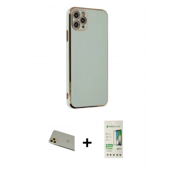 MARSİLYAN™- iPhone 11 Pro Max Kılıf Yankı Serisi - Siyah 20D Premium Cam Ekran Koruyucu + Rainbow Kamera Lens Koruma Cam - GD
