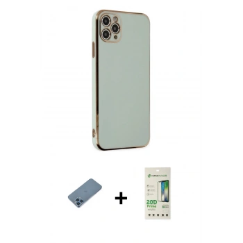 MARSİLYAN™- iPhone 11 Pro Max Kılıf Yankı Serisi - Siyah 20D Premium Cam Ekran Koruyucu + Shine Kamera Lens Koruma Cam - MI